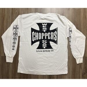 Vintage Y2K‎ West Coast Choppers White Long Sleeve Shirt Size XL